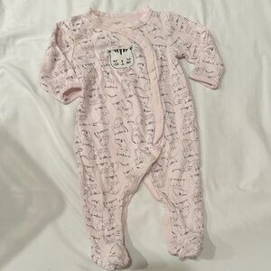 Rene Rofe Baby Light Pink Cat Print Footie